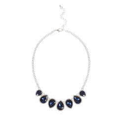 Silver And Navy Jewel Necklace